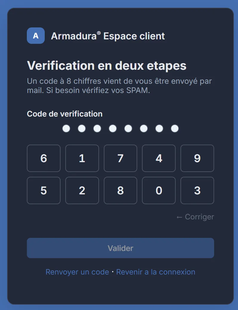 Connexion protégée par un code à usage unique